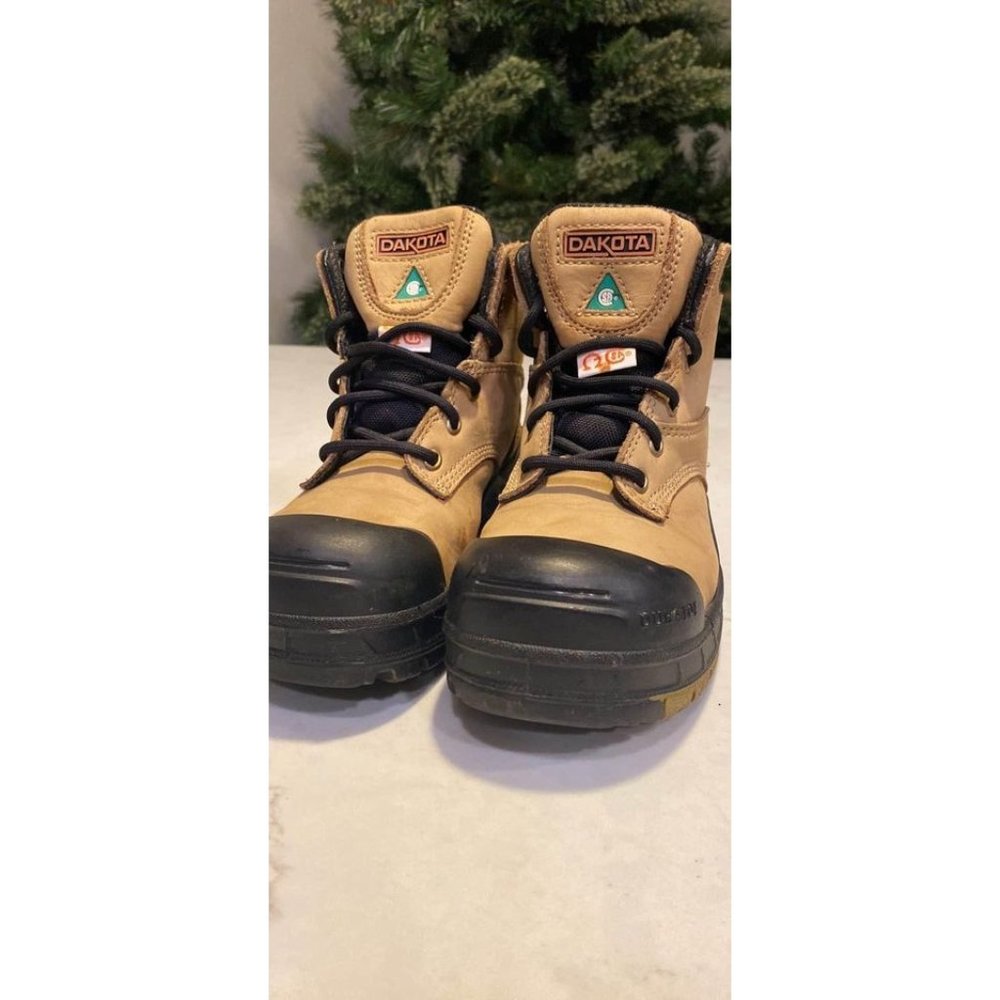 Women's size 5. 6 Inch Quad Basic Steel Toe Composite Plate Leather Work Boots w